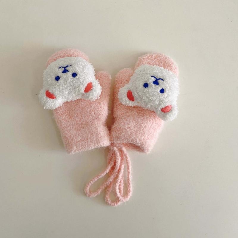 Futrzane Rękawiczki Rękawice Zimowe dla Malucha Dziewczęce Chłopięce Pogrubione Przytulne Ocieplacze na Ręce Wiatroodporne Rękawice Unisex Rękawice z Polaru Koralowego