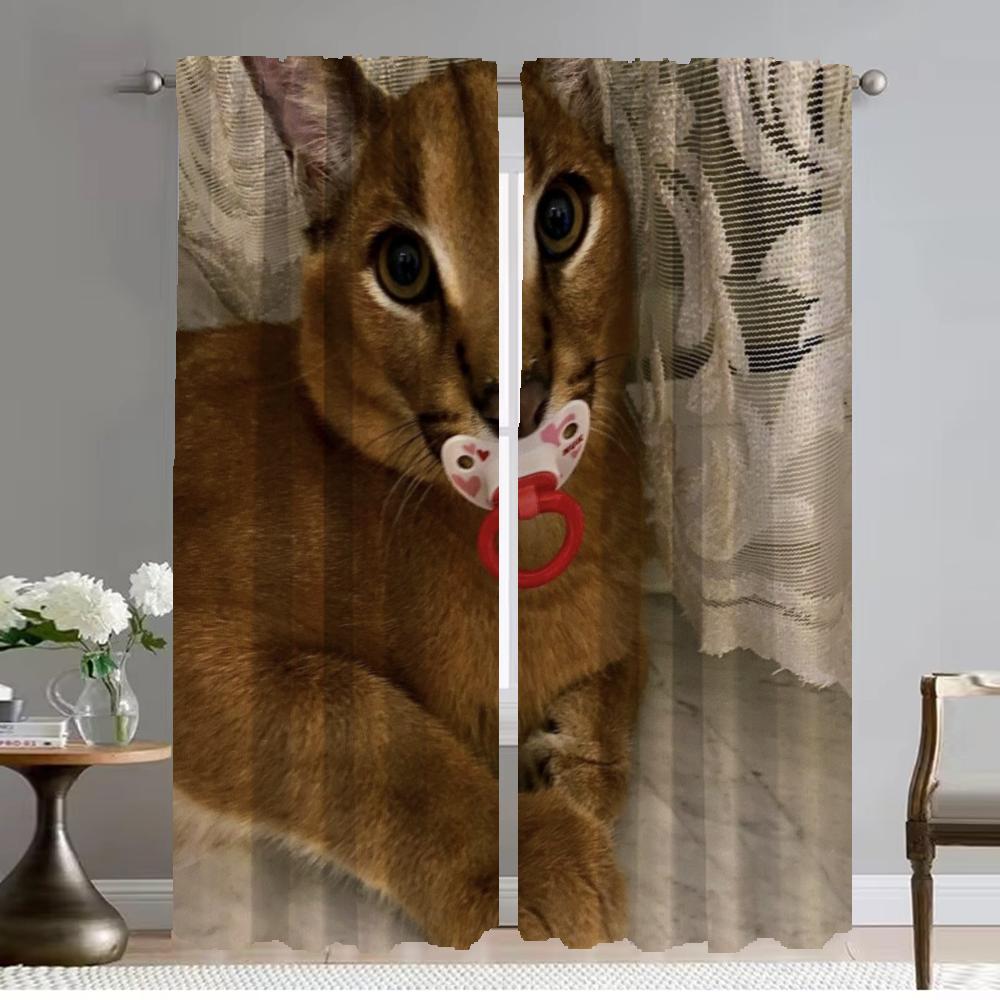 

Оконная штора для комнаты 2 панели Шторы Caracal для спальни Домашние интерьерные шторы Жалюзи Украшение на Хэллоуин Перегородка Гостиная W50xH70cmx2pcs-CL