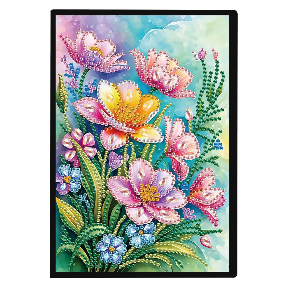 50 Pages A5 Special Shaped Flower Animal Drill Painting Wireless Strip Diary Book 5D DIY Mosaic Drill Notebook Craft for Adults
