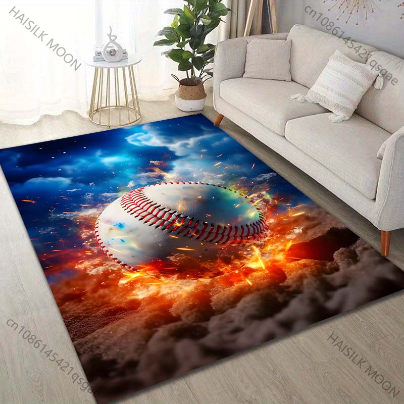 Multiple sizes Baseball Themed Sports Pattern Carpet for Living Room Bedroom Sofa Home Decor Non-slip Floor Mat Luxury Gift