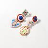 Pinkdudu Vintage Rhinestone Heart Pendant Multi-Layer Floral Asymmetric Earrings Drop Dangles for Women PD2514
