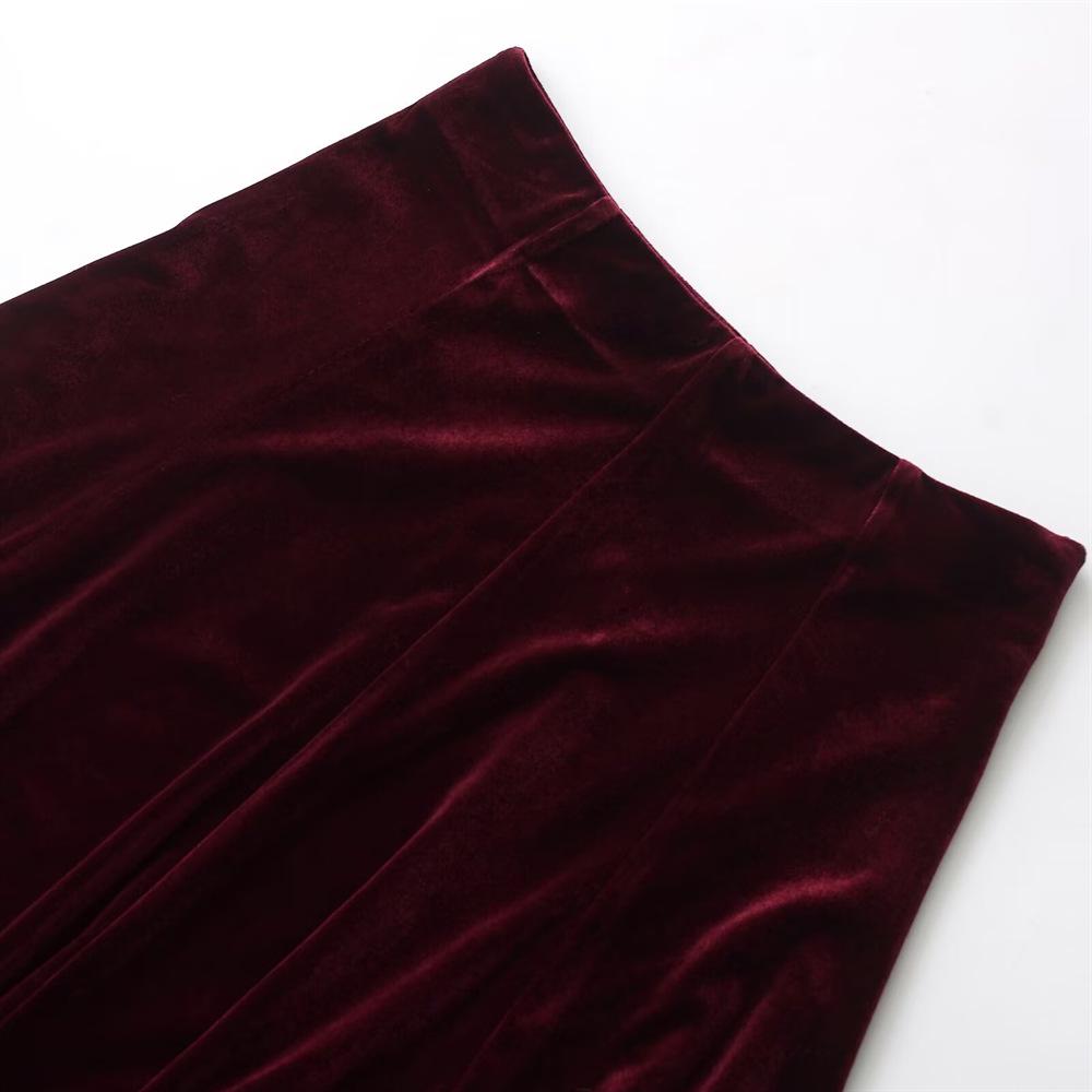 2025 Spring Women's High-Waisted Velvet Wave Skirt