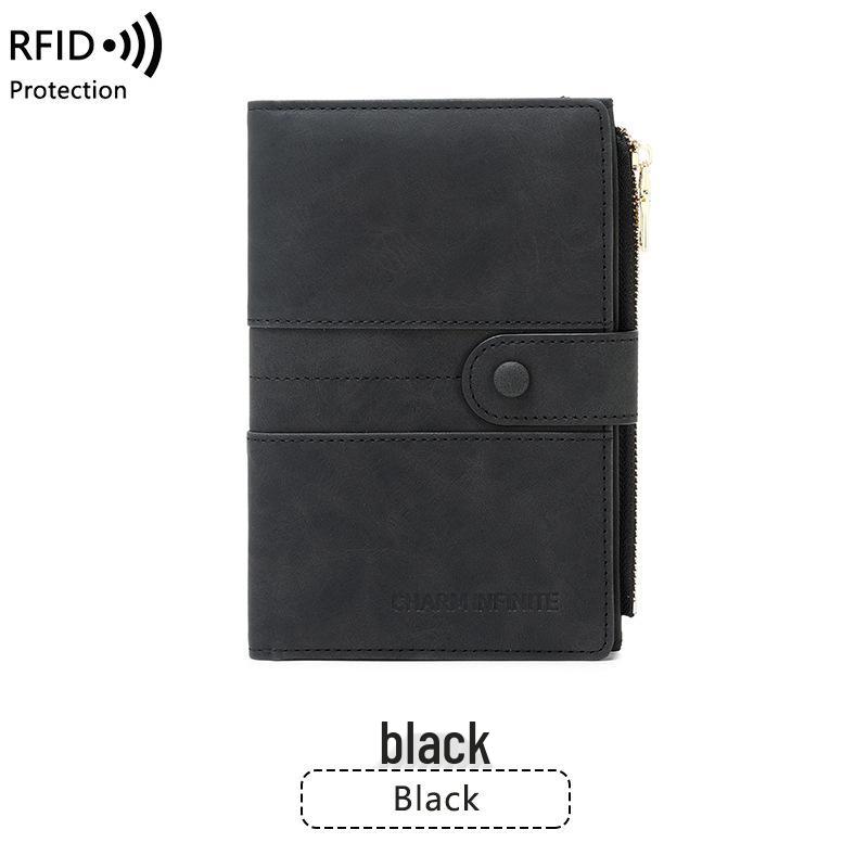 Multifunctional RFID Anti-theft Passport Holder with Zipper and Buckle