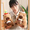 Happy Capybara Birthday Plush Toy Doll Pillow Milk Tea Cake Decoration Flower