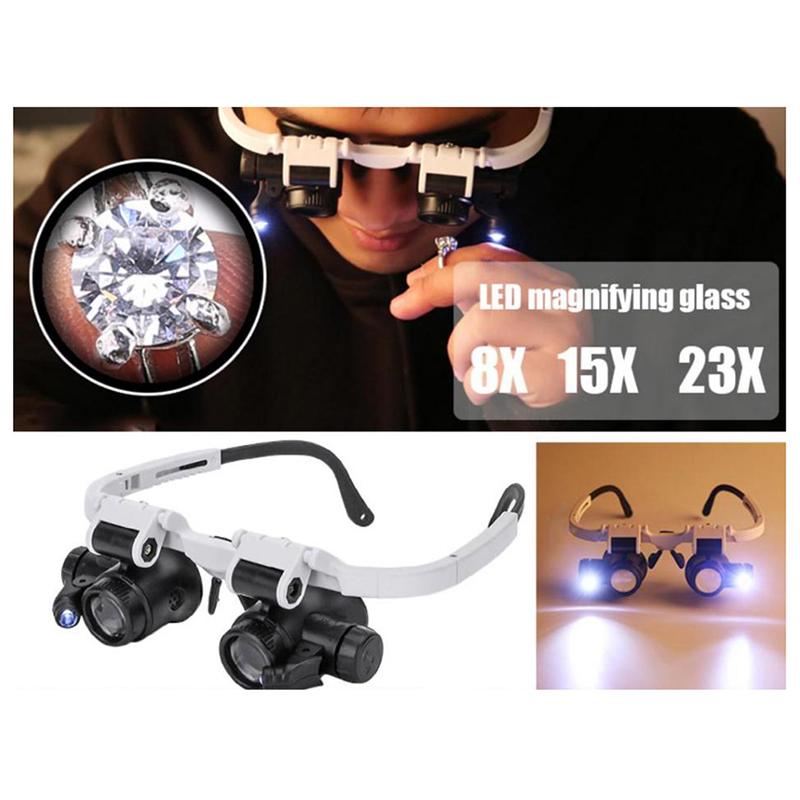 Stylish And Durable Headband Glasses With Led Lights 8X 15X 23X Watchmaker Jeweler Magnifier