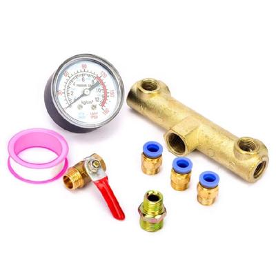 8pcs Air Compressor Component  Set with Strong  Pressure Gauge & Valves Air Pumps Fittings Set Ideal for Maintenance Needs
