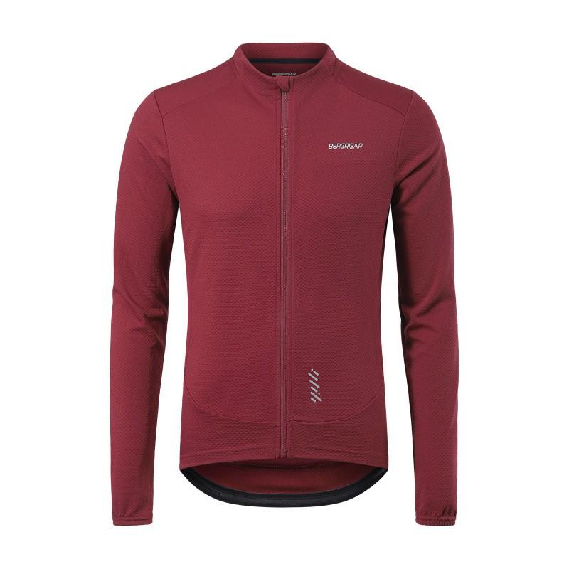 Mens Long Sleeve Cycling Jersey Quick Dry Breathable Full Zip Stand Collar Road Bike