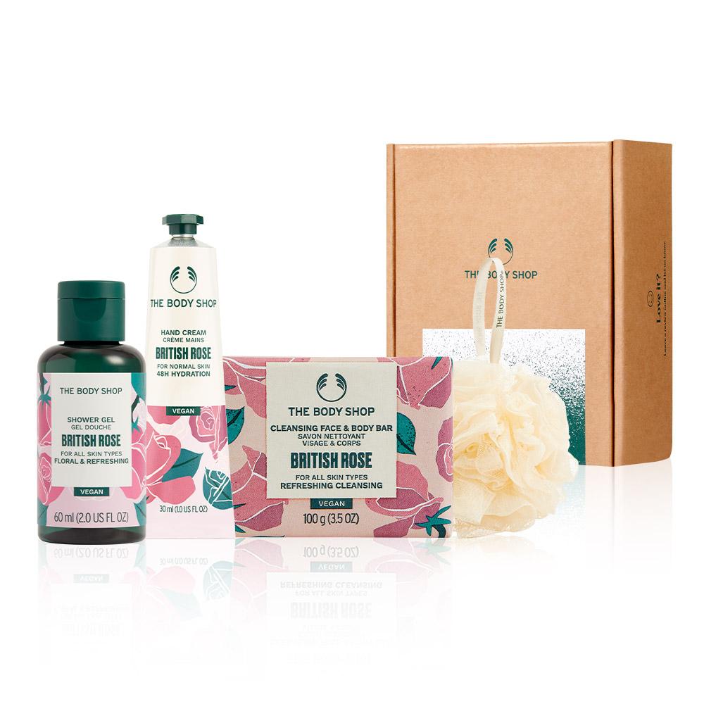 

[The Body Shop] British Rose Shower Gel, Hand Cream & Soap 3-Piece Gift Set