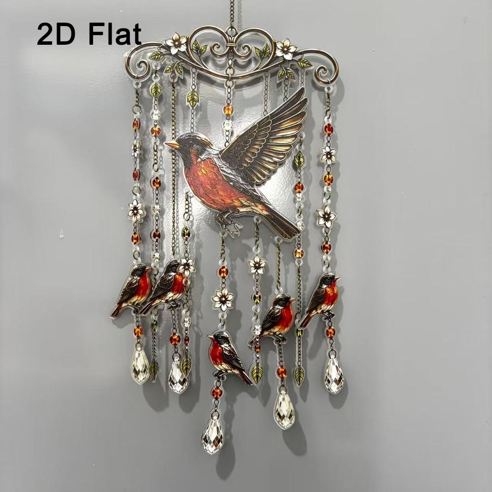 Colorful Bird Hanging Ornaments Acrylic Home Decoration Crafts Hummingbird Wind Chime Courtyard