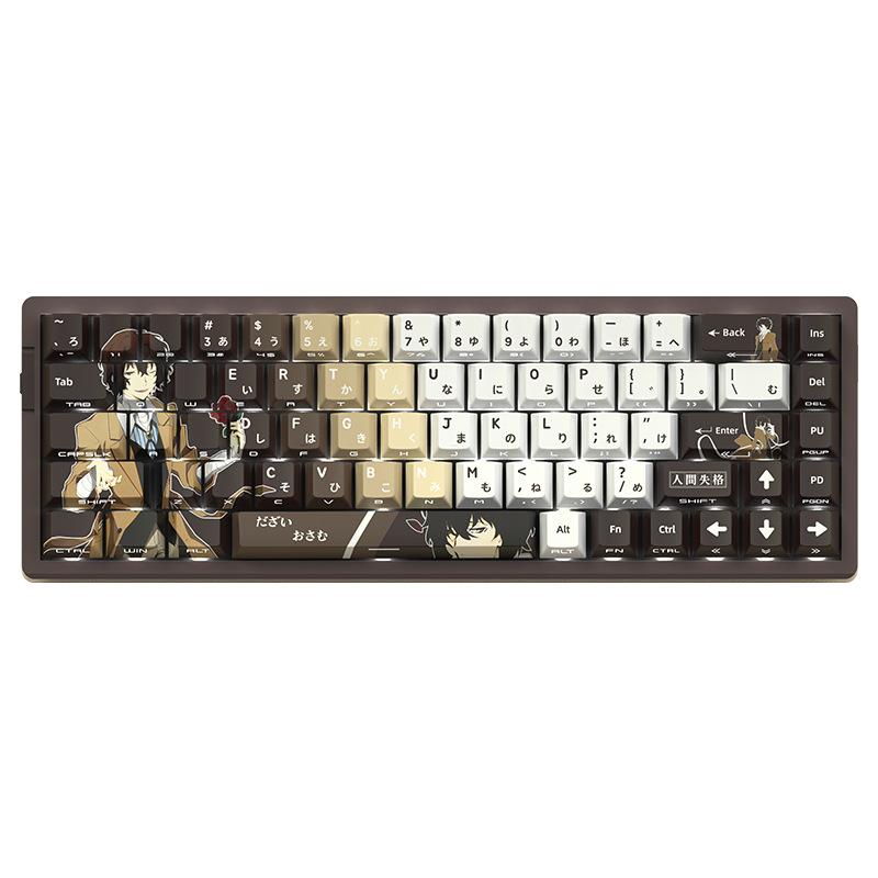 Miyu Dazai Osamu Keycaps - Thickened OEM Profile Side-Engraved Translucent PBT, Thermal Sublimation, Compatible with 60%Key