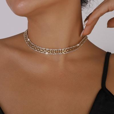 Hollow Out kamienky Ženy Geometrické Clavicle Link Retiazka Náhrdelník Link Choker Krk Šperky