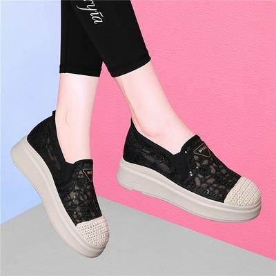 Innere Spitzenmasche atmungsaktive Fischer Schuhe Frühling und Sommer neu leicht weiche Sohle ein Pedal frei lässige Schuhe