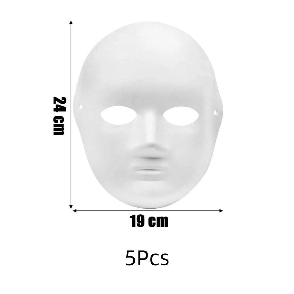 5Pcs Blank Surface DIY Full Face Masks White Paintable Craft Masks Paper Mache Masks for Cosplay