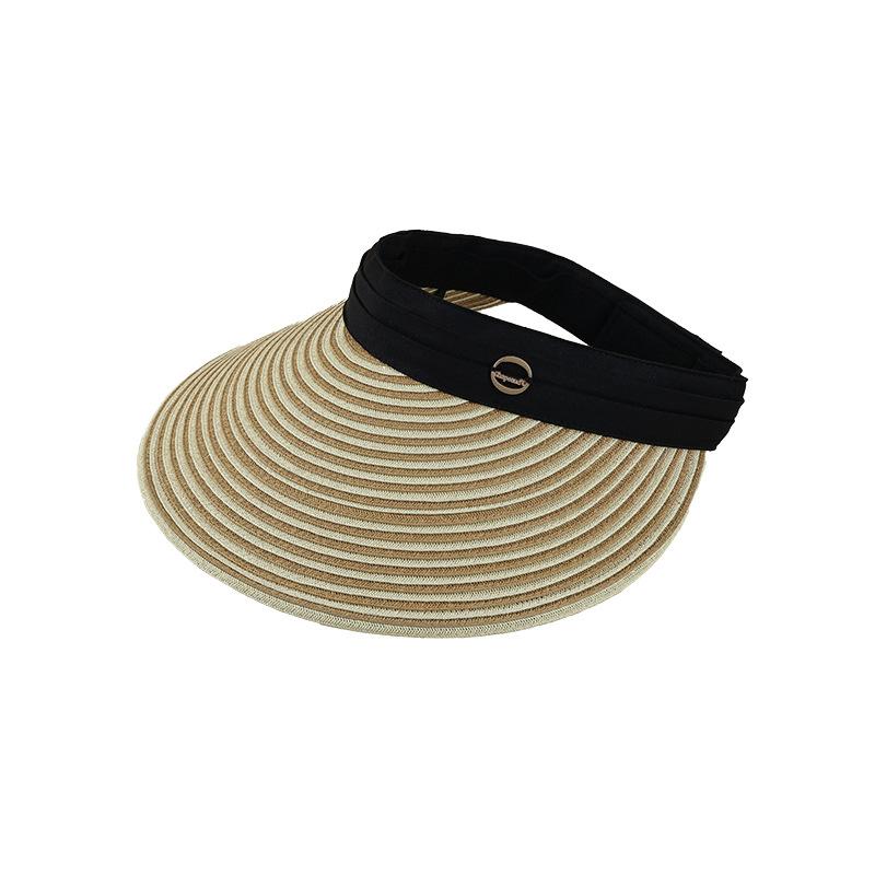 

2026 Wide-Brim Sunshade Visor Hat for Women Simple Summer Foldable Portable UV Protection Fashionable Outdoor Cap 56-58cm бежевий