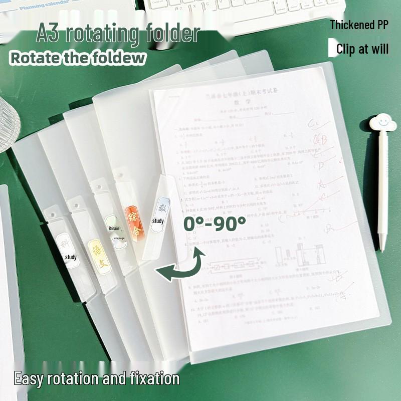 Thickened Double Rod Test Paper Organizer - Large Capacity File Bag with Pull Rod for Student Swivel Folders