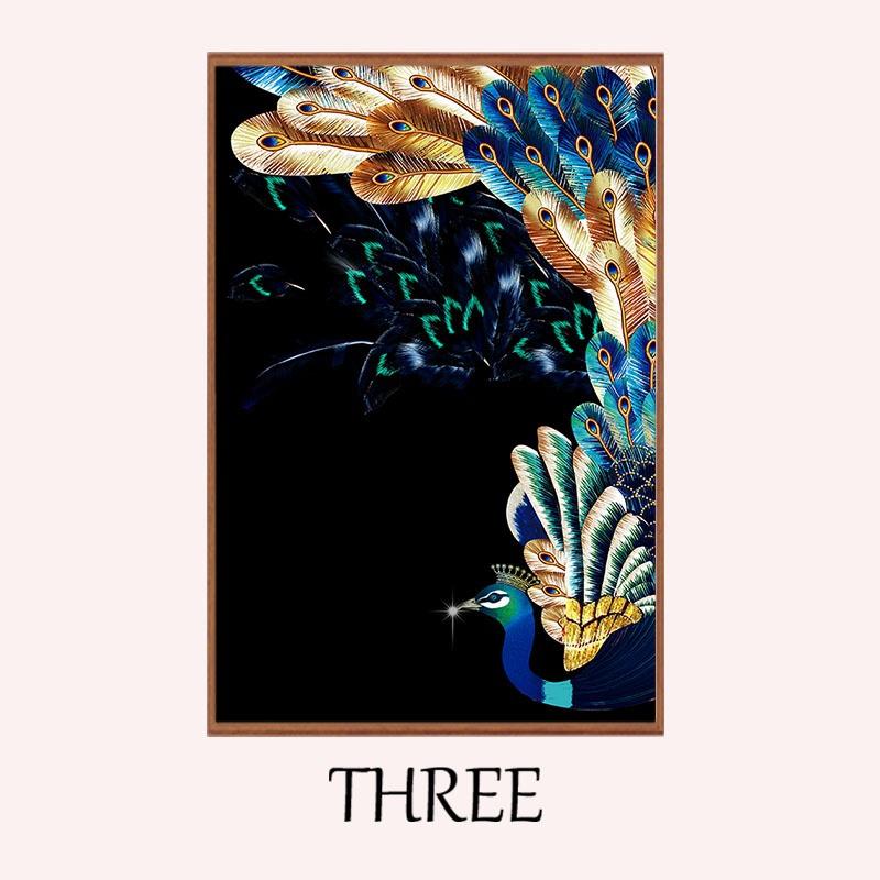 Poster For Living Room Decoration Modern Style Wall Art Decoration Canvas Oil Painting Peacock Elk Goldfish Flower Canvas Pictures