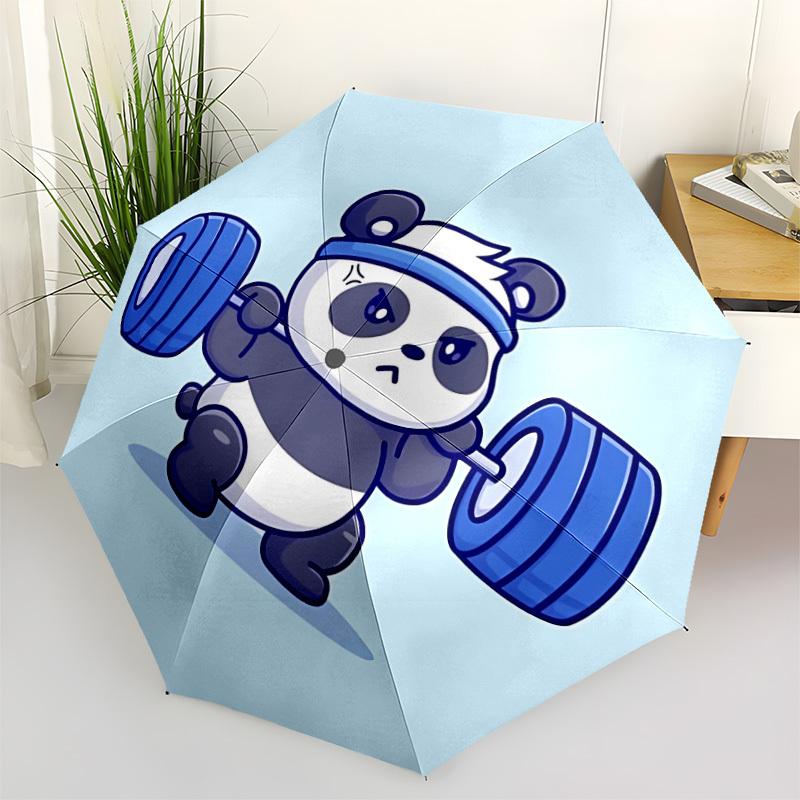 1pc Panda Fitness Auto Open/close, All-Season Portable Folding Umbrella for Women & Men, Travel, Everyday, Formal Events - Compact Luxury Parasol, Out