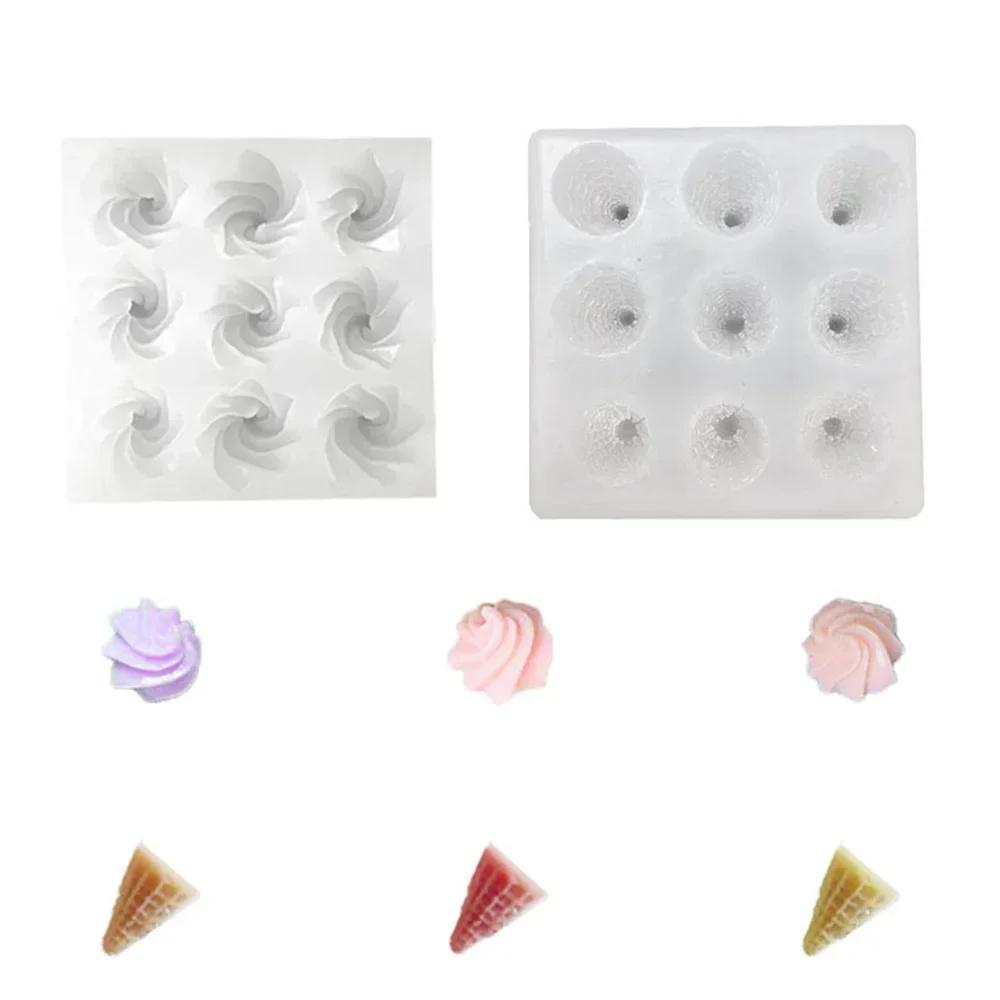 2024 New 1 Set Mini Small Cream Cone DIY Scented Candle Silicone Mold Ice Cream Cone Cake Decor Cute Mini Ice Cream Scented