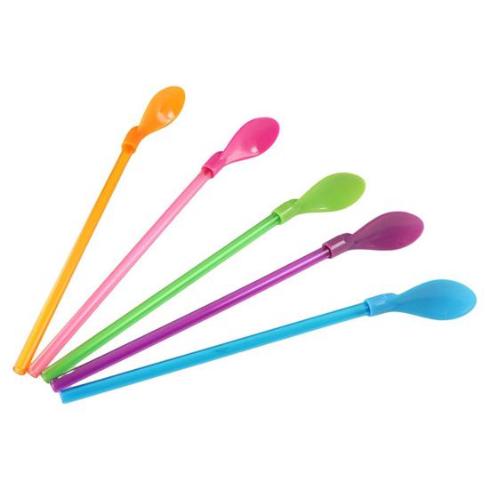 10Pcs 2 In 1 Straw Spoons Reusable Cocktail Straws for Milkshakes Smoothies Spoon Removable Pureed Fruit Straw Spoon for Thick Drinks Coffee Ice Cream
