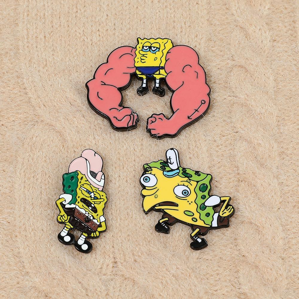 Creative European and American Popular SpongeBob SquarePants Patrick Star Funny Happy Cute Metal Badge, Brooch