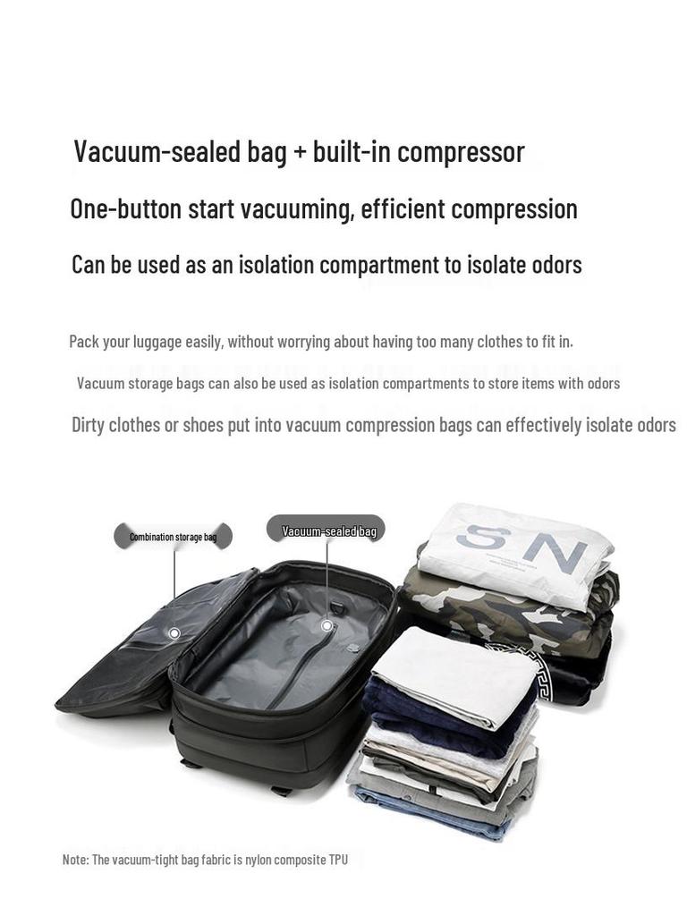 Zaino da Viaggio Premium per Laptop da Uomo - Compressione Sottovuoto a Un Clic, Design Business Casual per Uso Transfrontaliero