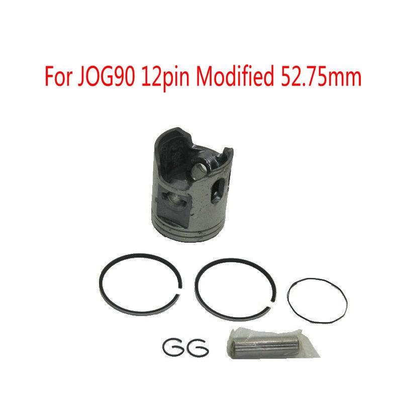 Motorcycle JOG90 Modified Piston Set Rings 52mm 0.25/0.5/0.75mm (12mm Pin) For Yamaha 90cc 2 Stroke Scooter Monarelli JOG90 4DM
