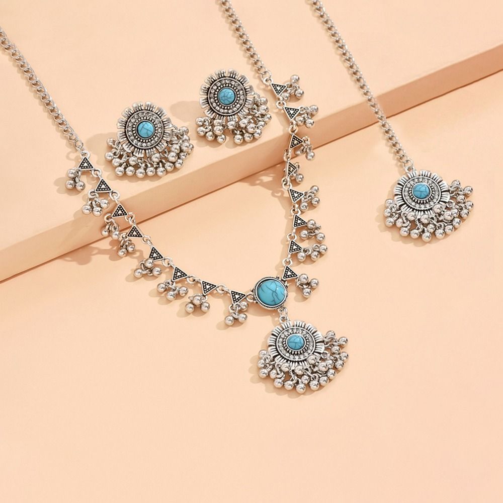 Fashion Tassel Necklace Earrings Set Ethnic Style Forehead Ornament New Women Jewelry Set  Gifts