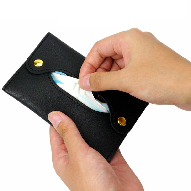 Mini Portable PU Leather Paper Towel Box Waterproof Storage For Handkerchief Puller Picnic Car Front Seat