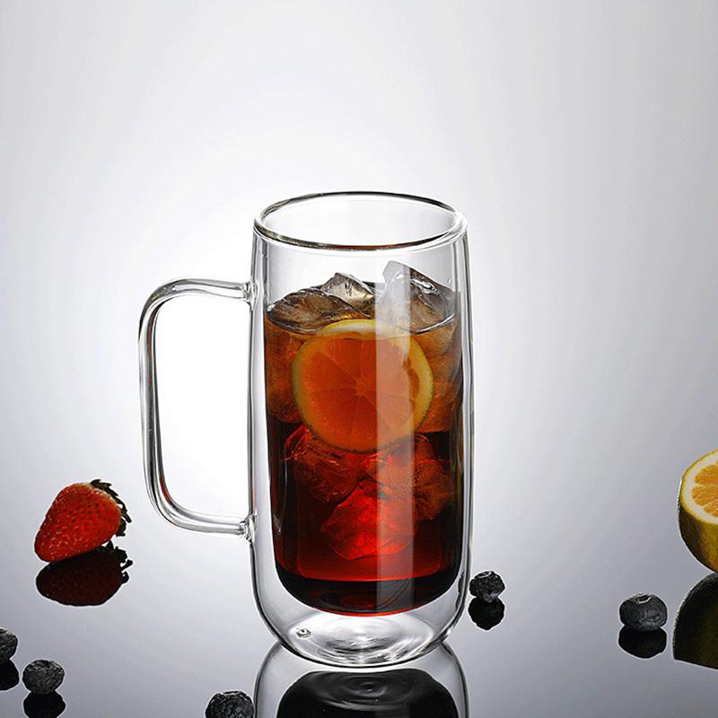 400ML Double Wall Glass Mug Ice Cola Glasses Coffee Mugs Beer Whiskey Tumbler Juice Cup Drinking Glasses