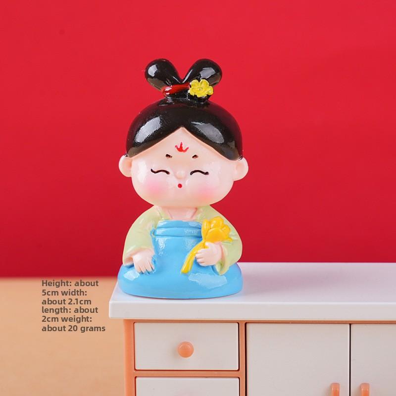 Tang Dynasty Women Creative Decorative Piece - Wealthy Woman - Ancient Style - Cute Home Office Desk Decoration - Resin Small Decorative Piece