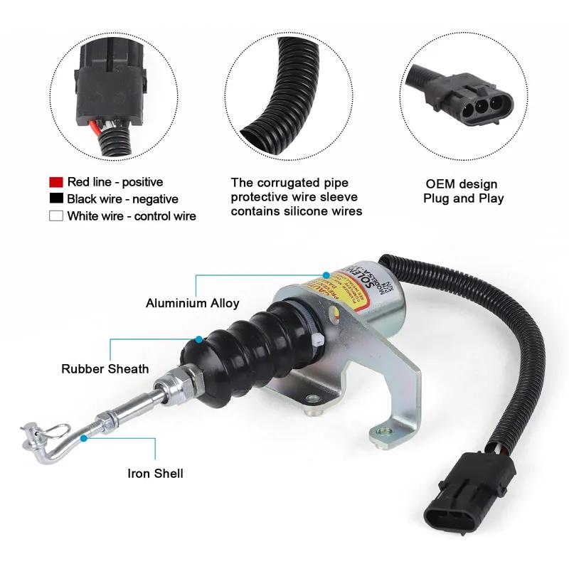 CNSPEED Diesel Engine Shut-Off Solenoid Valve Complete Set Of Accessories 24V For Cummins Coil 6CT 8.3 OEM 3932017 SA 3742 24
