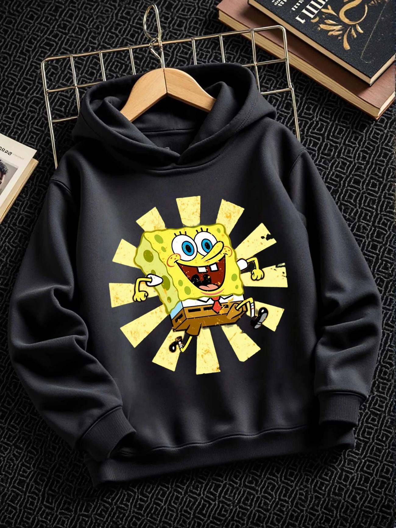 Chill SpongeBob Hoodie Summer Cute Crewneck Casual Street Style 3-14 100