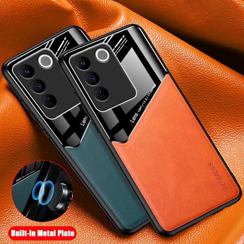 

Чехол VivoV27 Pro из искусственной кожи, автомобильный магнитный жесткий чехол для ПК для Vivo V27 V27E V25 V25E V23 V23E V21 E VivoV25 Pro, чехлы для телефонов