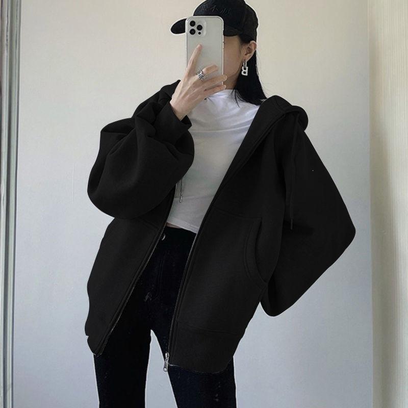 Einfarbige Strickjacke Jacke Herbst und Winter Samt Retro Lässiger Stil Mit Kapuze Locker Oberteil Unterhemd