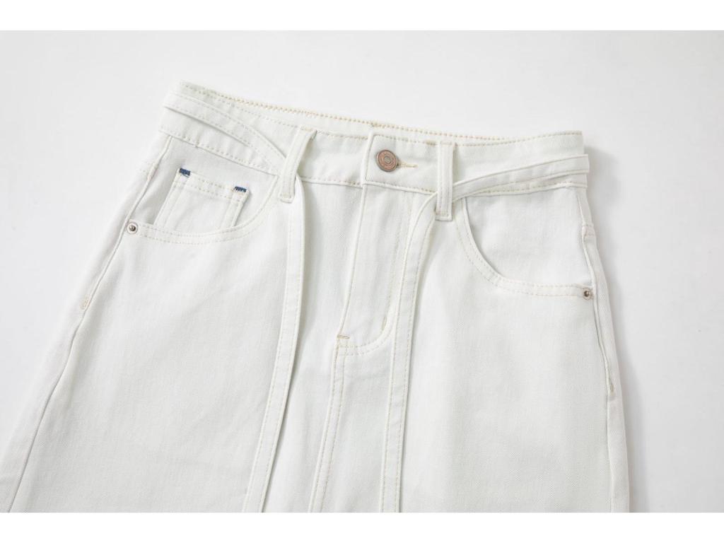 Hong Kong Style Tencel Stretch Back-Slit Denim Midi Skirt - High-Waisted, Tie-Up, Slimming & Versatile for Women (Spring 2026)