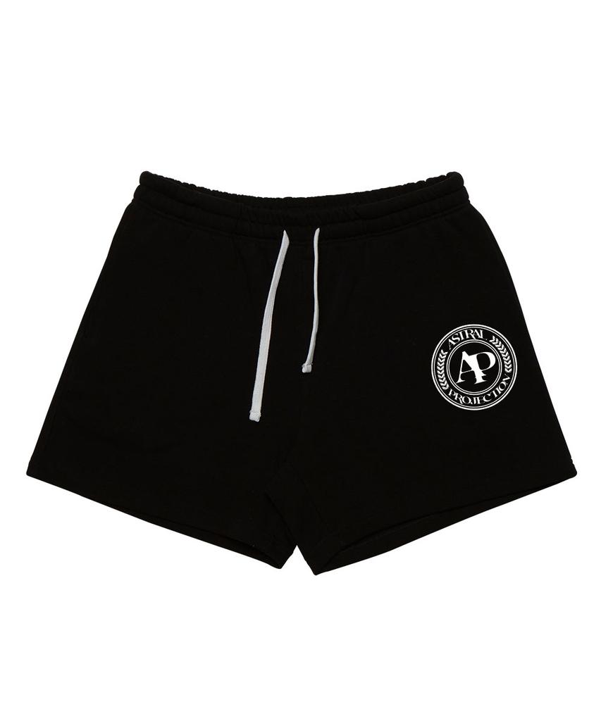 ASTRAL PROJECTION Sporty Emblem Comfortable Waffle Terry Shorts_Black