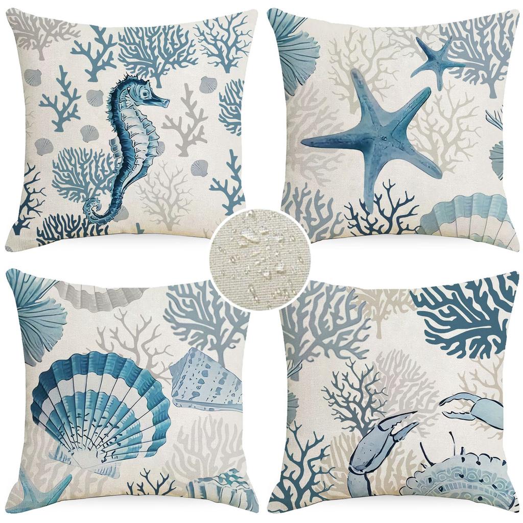 Neuer Sommer Marine Kissenbezug Muschel Seestern Dreifach-sicher Feiner Leinen Kissenbezug