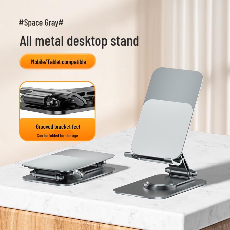 Adjustable Foldable All-Metal Tablet & Phone Stand for Live Streaming and Desktop Use