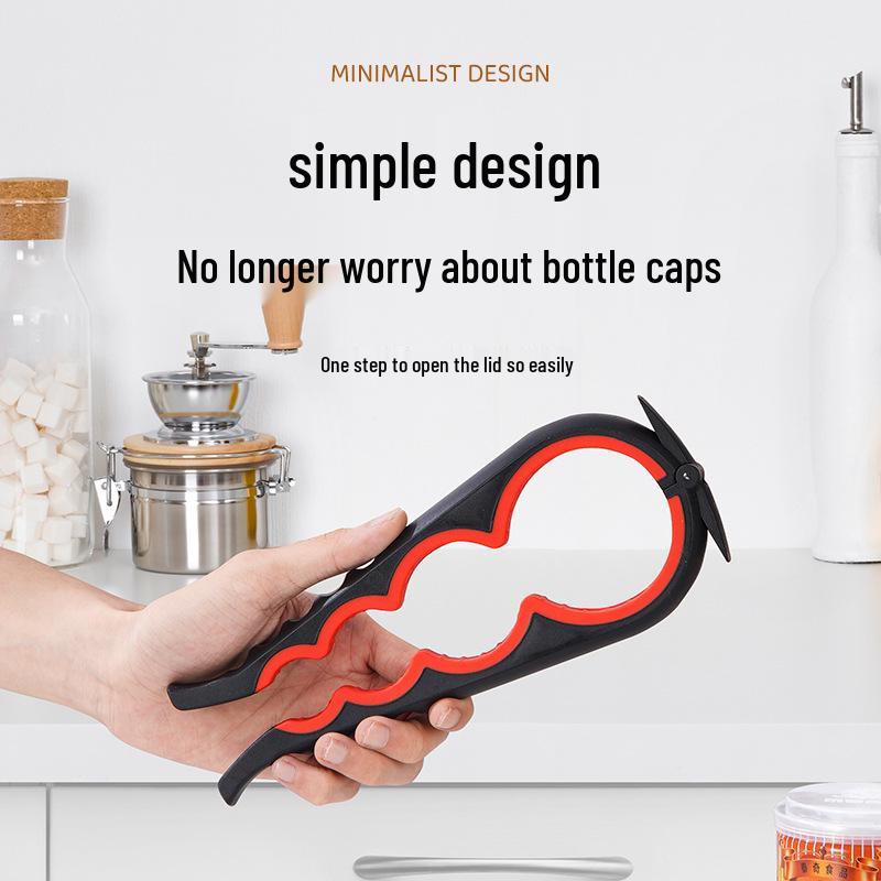 Vier-in-Eins Multifunktionaler Flaschen- & Dosenöffner: Rutschfestes, arbeitssparendes Drehverschluss-Werkzeug.