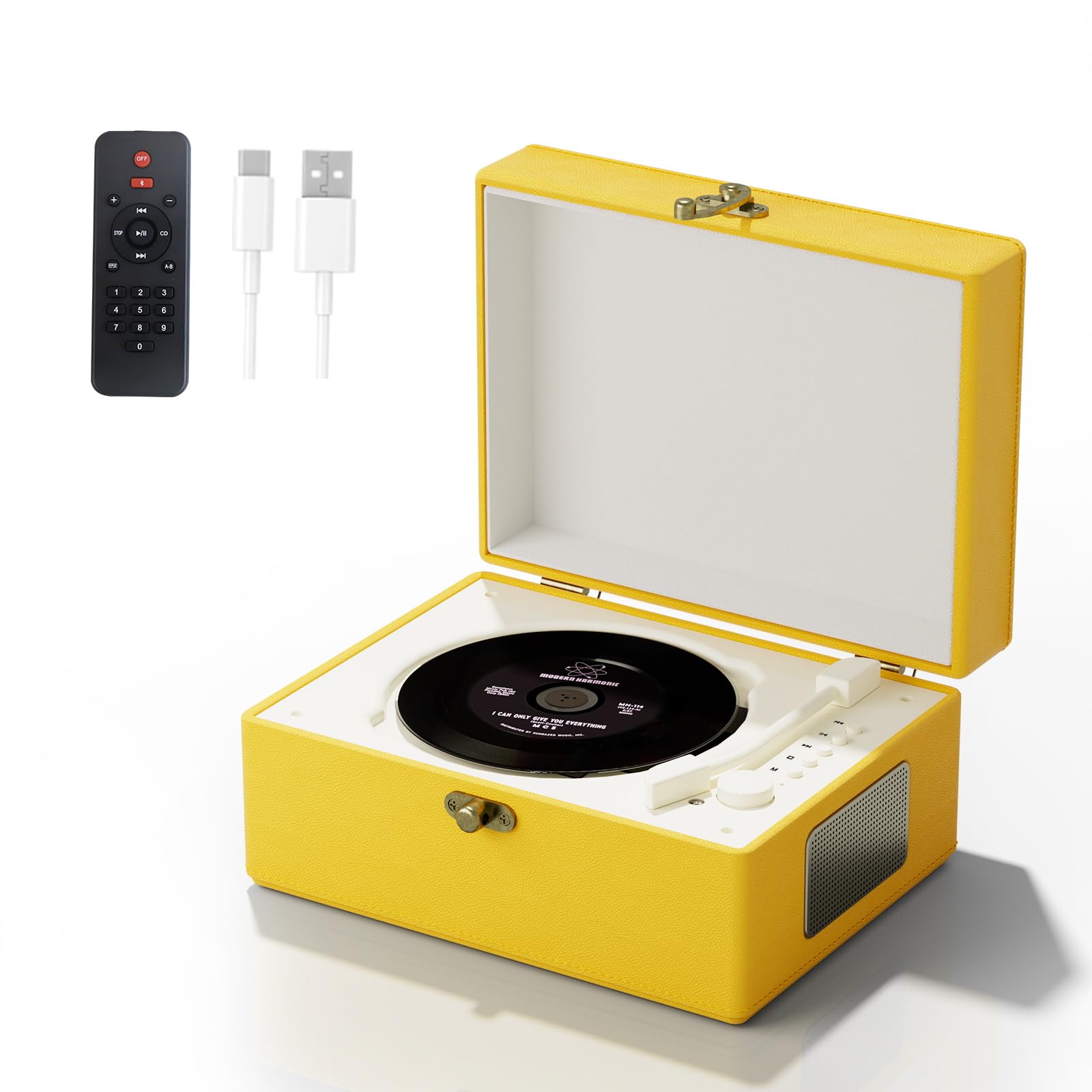 

Портативний CD-плеєр, Ретро дизайн, Акумуляторна батарея 3600 мАг, з пультом дистанційного керування (ЖОВТИЙ)