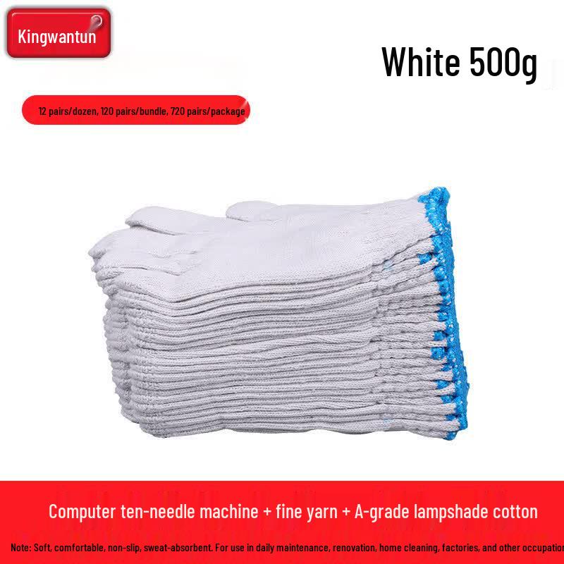 Jingwangrun Wear-Resistant Cotton Work Gloves (60 Pairs)