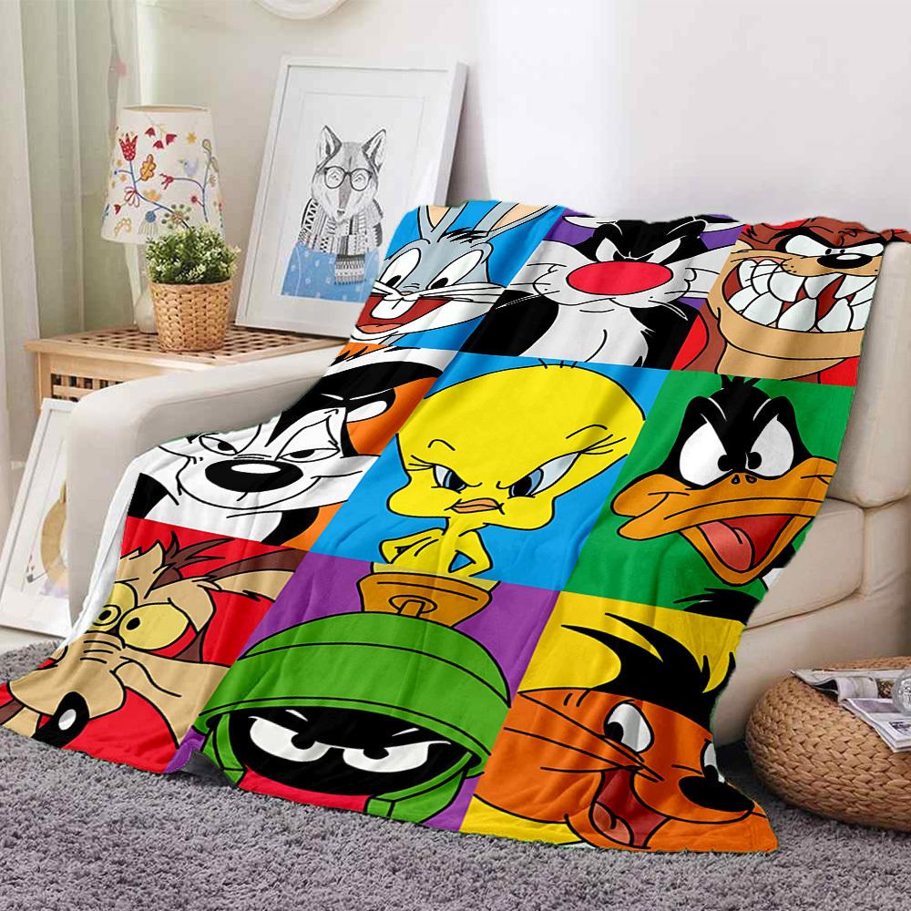 1pc Looney Tunes Blanket Lightweight Flannel Throw For Sofa, Bed, Travel, Camping, Livingroom, Office, Couch, Chair, And Bed