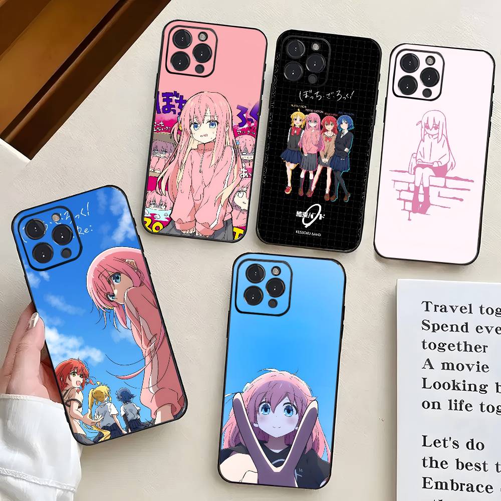 ANIME B-Bocchi The Rock-l For IPhone 13,17,11,12,16,14,15,Plus,Pro Max Soft Silicone Black Phone Case