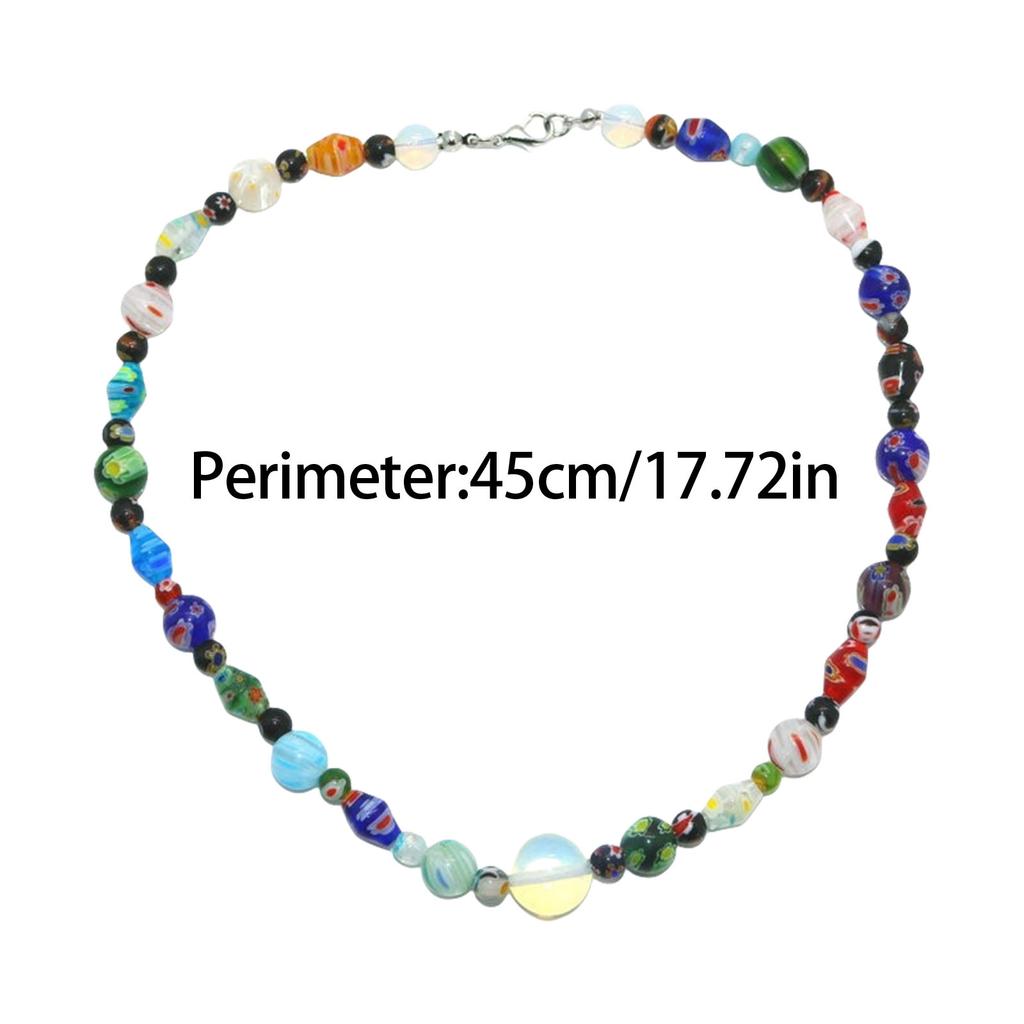 Handcrafted Venetian Millefioris Glass Beaded Necklace Italian Jewelry Accessory for Women Female Opal Bead Accessories
