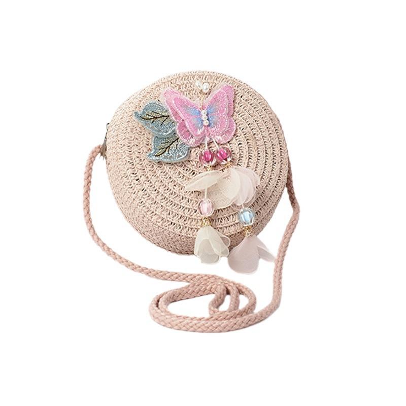 Girls' Straw Woven Coin Purse - Cute Outdoor Travel Handbag for Kids