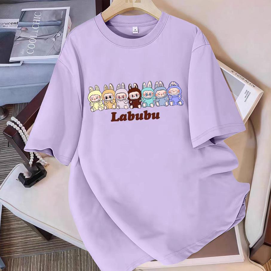 

Горячая футболка с принтом LaBuBu для женщин, популярная футболка с коротким рукавом для мужчин и женщин, парный наряд, топ S