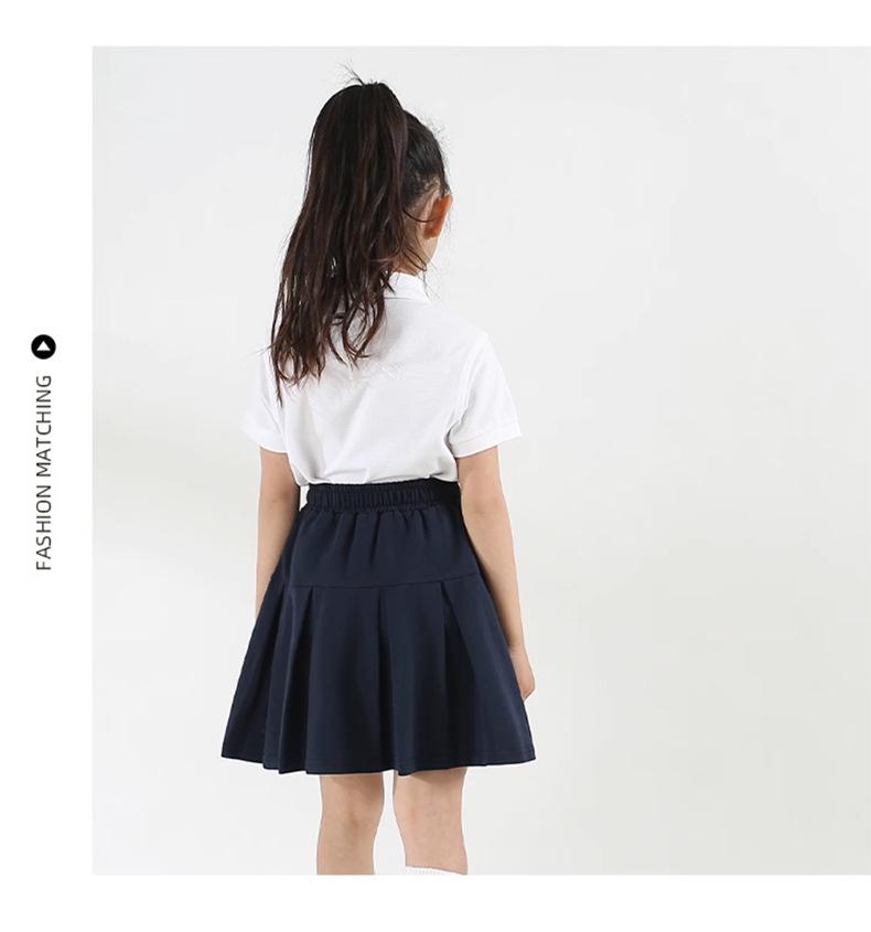Navy Blue Pleated Cotton Skirt for Medium & Large Girls - Summer School Style
