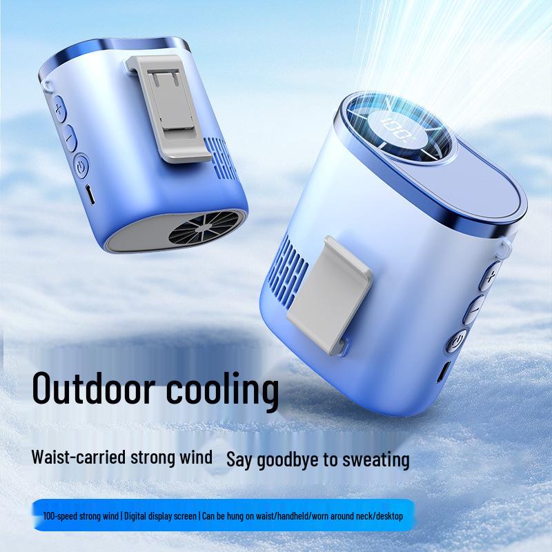 Rechargeable Portable Bladeless Mini Fan with Ice Cooling & Digital Display
