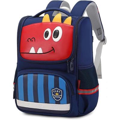 Boys Backpack, Wide Open Kids Backpack for Elementary Primary School Dinosaur Bookbag Cartoon School Bag with Reflective Strip, Red Dino