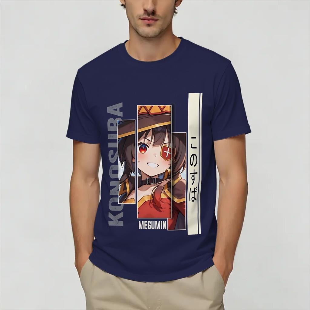 Casual T Shirt Summer Megumin KonoSuba Fashion TShirts Pure Cotton Tee Shirt for Unisex Casual Cheap Print Short Sleeve Clothes